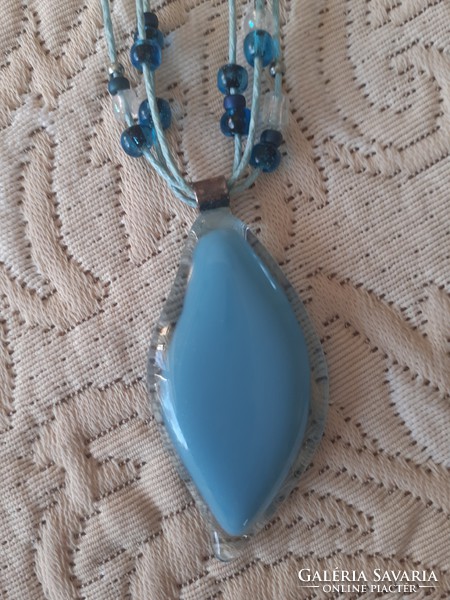 Action! Handmade glass pendant, baby blue