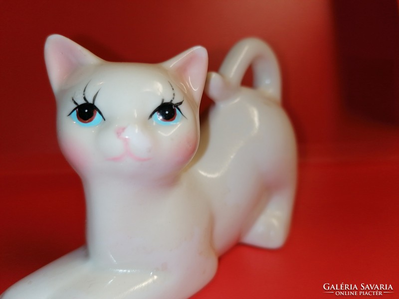 Japán fehér porcelán cica (727)