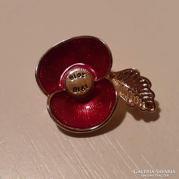 Gold-plated fire enamel brooch inside 1918-2018. With no.