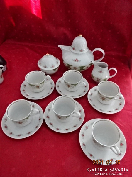 Henneberg német porcelán hat személyes teáskészlet, 15 darabos. Vanneki!