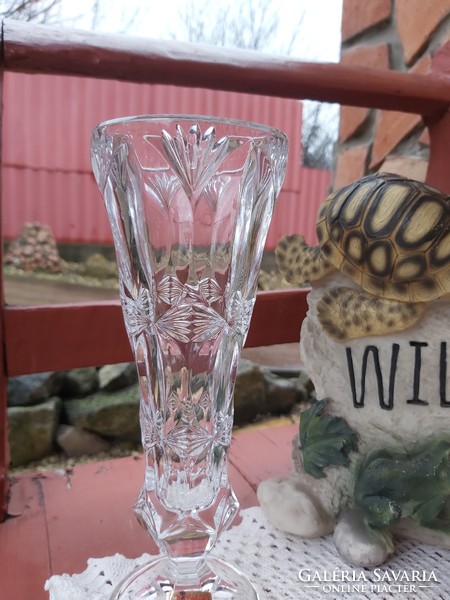 23 cm magas Gyönyörű Kristály  Bleikristall váza, Gyűjtői szép, váza