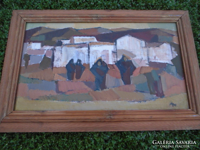 MOHY SÁNDOR: szerzetesek (olajfestmény kerettel 70x45,5 cm) Nagybánya, XX. századi magyar, modern