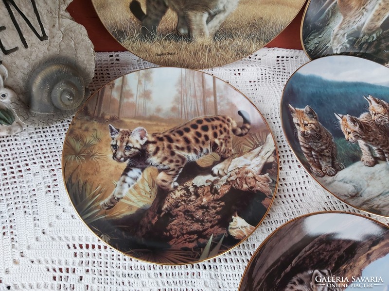 Beautiful wild small wonders of the wild charles frace lynx lion plate decorative plate collector