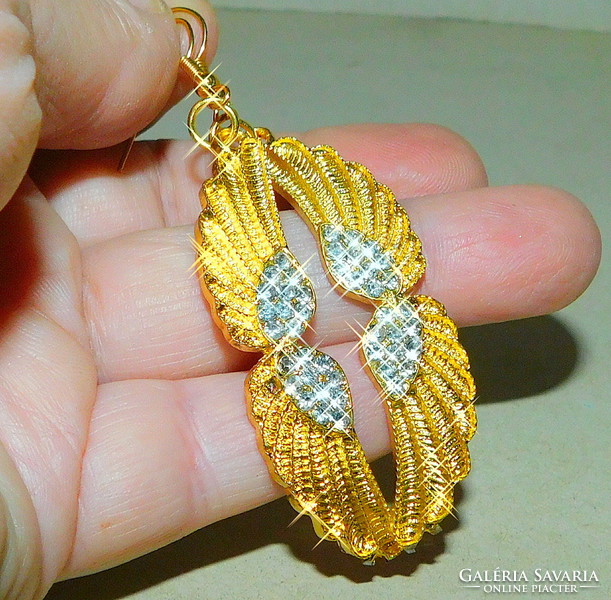 Casual crystal angel wings with gold gold filled earrings