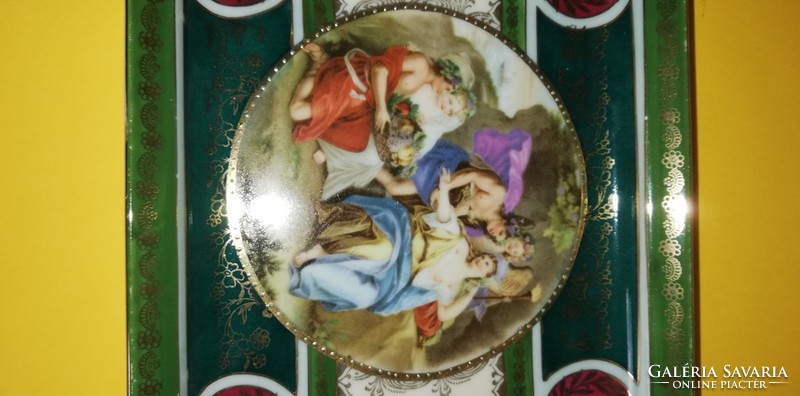 Antik Angelika Kaufmann jelenetes szendvics tálca 5 tányérral