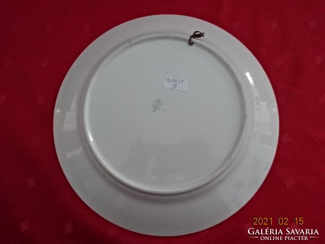 Hollóház porcelain, red-edged, heart-patterned wall plate, diameter 24 cm. He has!