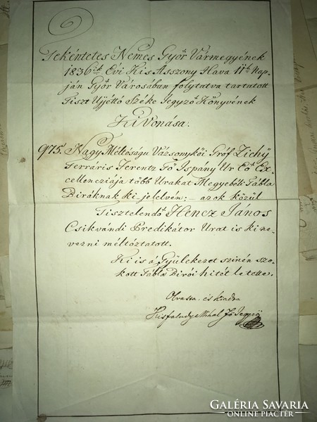 Tekintetes Nemes Győr vármegyének 1836. évi kisasszony Hava 11. napján tiszt újító széke jegyzőkönyv