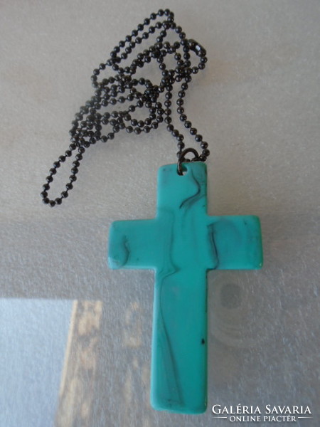 Larger size turquoise? Cross with its own chain, new product, also an excellent gift, 5.8 x 4.5 x 0.6 cm