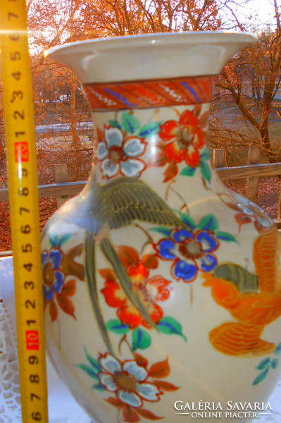 Japán kézzel festett madarakkal 25 cm méretű kerámia váza