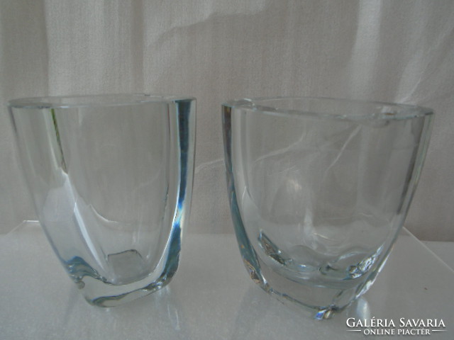 Pair of Costa & Boda Signed Special Glass Small Crystal Vase Thick and Very Heavy