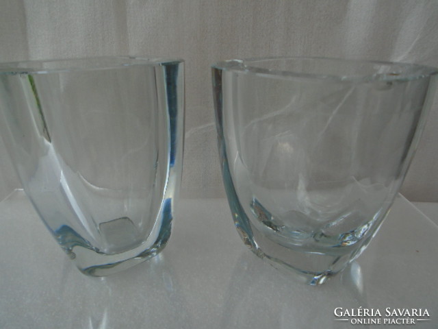 Pair of Costa & Boda Signed Special Glass Small Crystal Vase Thick and Very Heavy