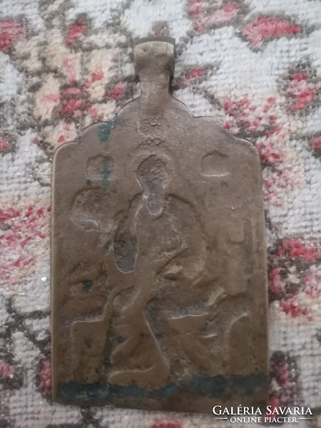 ANTIK OROSZ bronz ikon JÁNOS evangelista mandylion 18/19század