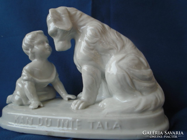 Snow White actress with a porcelain lady dog, a really beautiful antique work