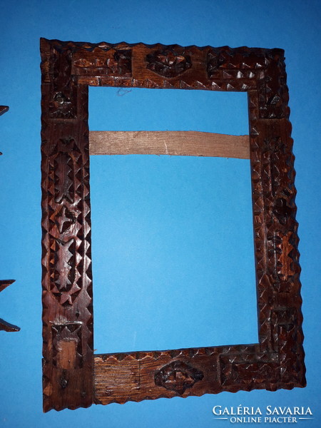 Antique 2 piece tramp art picture or mirror frame, wooden frame, handmade