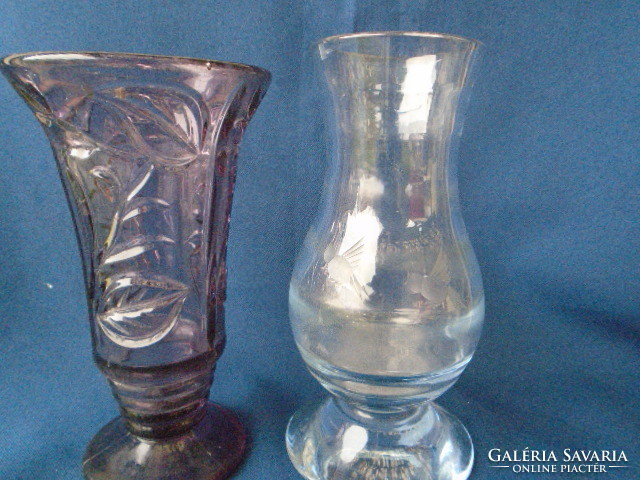2 antique crystal vases decorated with light blue birds come from another French country