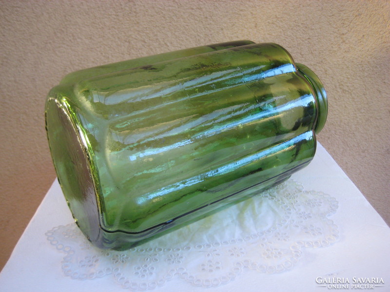 Green ribbed glass, nice condition, 16 x 30 cm in rare colors