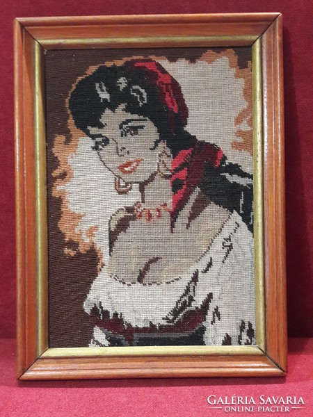 Gypsy girl with needle tapestry image
