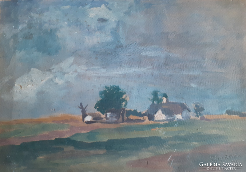 Farm world, 1934 (oil painting 25x35 cm) old piece of the xx. From the first half of No. - plain, lowland