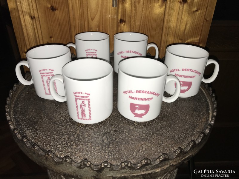 5 Zsolnay pocrelán mug tea cup hotel advertising