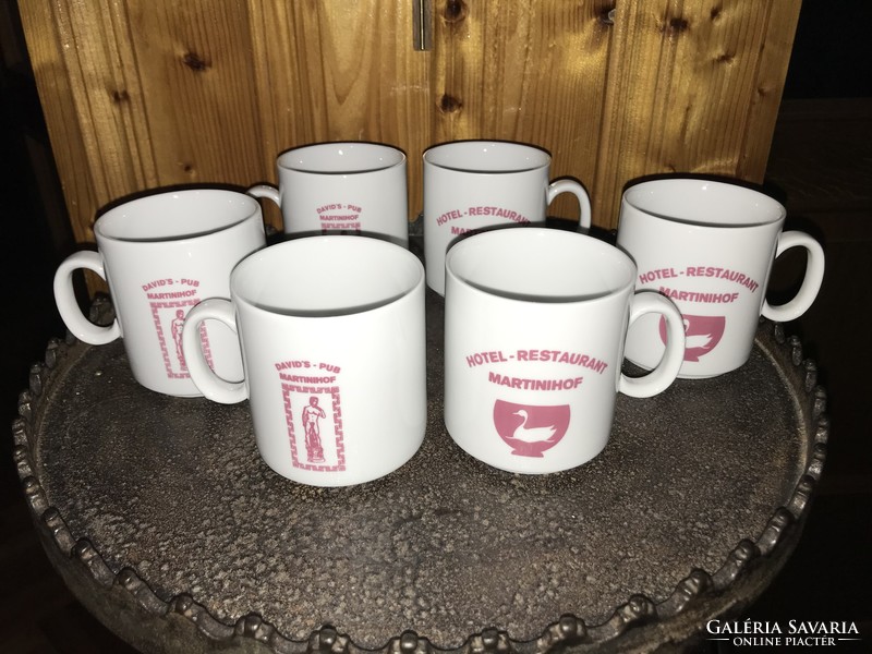 5 Zsolnay pocrelán mug tea cup hotel advertising
