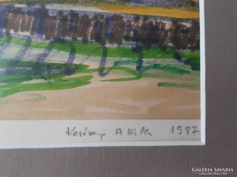 Korényi Attila kortárs festő filctoll Badacsonytomaji park 1987. keret nélkül