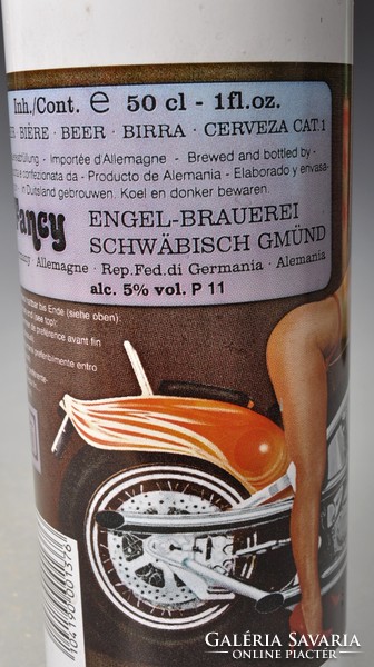 Retro!! A német "Fancy Biker Beer" sőr csatos fém flakkonja, ajándék motoros barátodnak.