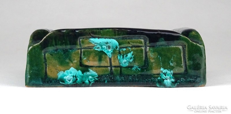 1D280 Zöld mázas kerámia hamutál 9.5 x 9.5 cm
