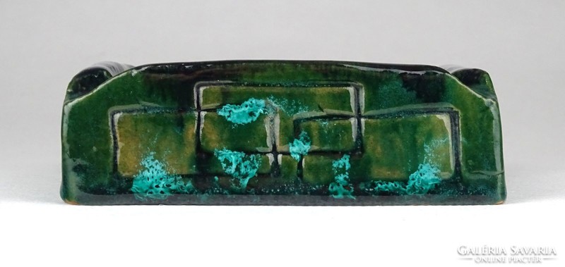 1D280 Zöld mázas kerámia hamutál 9.5 x 9.5 cm