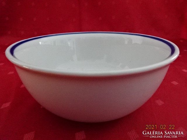 Zsolnay porcelán, antik, kék csíkos leveses tál, átmérője 16,5 cm. Vanneki!