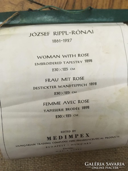 Rippl-Rónai József: Rózsát tartó nő - Meseszép reprodukció az 1970-es évekből