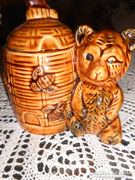 Ceramic teddy bear honey holder