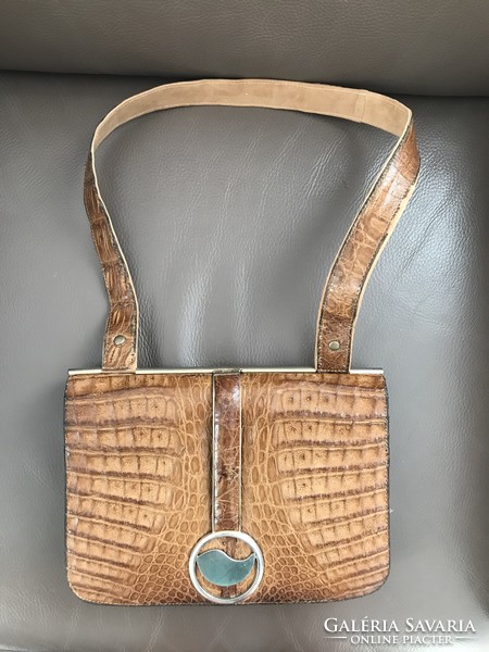 Crocodile leather bag antique