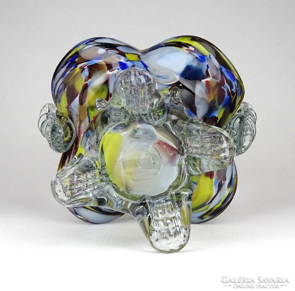 1D355 Hibátlan művészi Bohémia fújt üveg kosár 17 cm