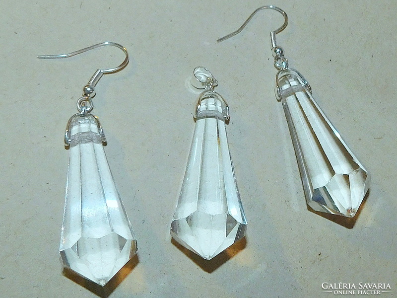 Clear white giant crystal drop jewelry set