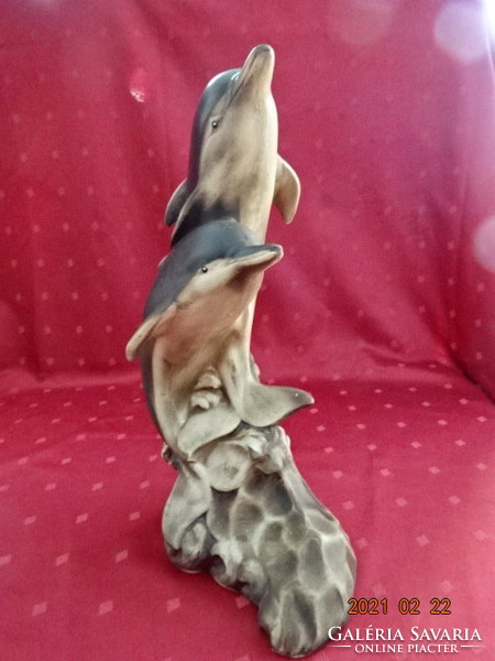 Terracotta statue, dolphin pair, height 32.5 cm. He has!