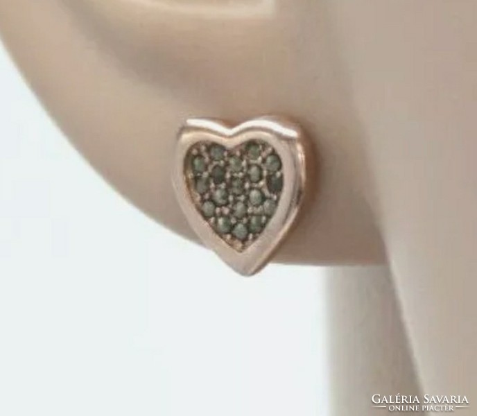 Marcasite gemstone sterling silver /925/ earrings, 14k rose gold-plated--new