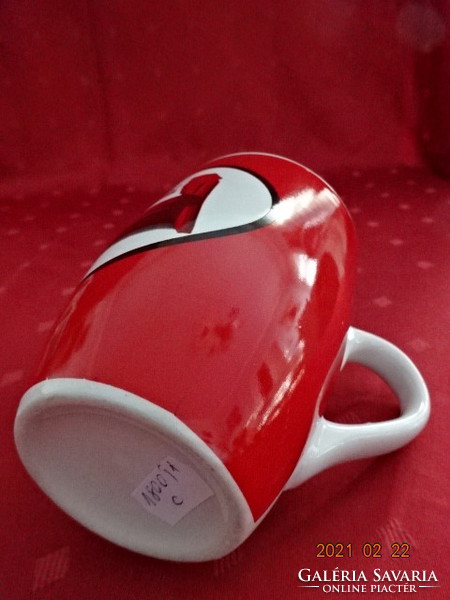 Német porcelán, KIKA piros reklám pohár, átmérője 8 cm. Vanneki!