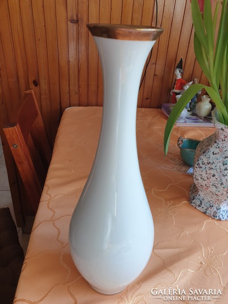 Gold-edged white large vase for sale!
