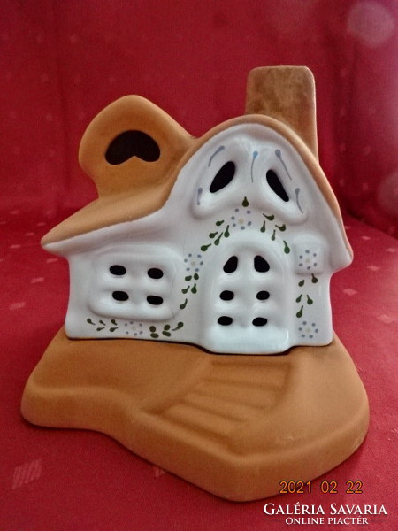 Ceramic, glazed ceramic candle holder, house shape, height 13 cm. He has!