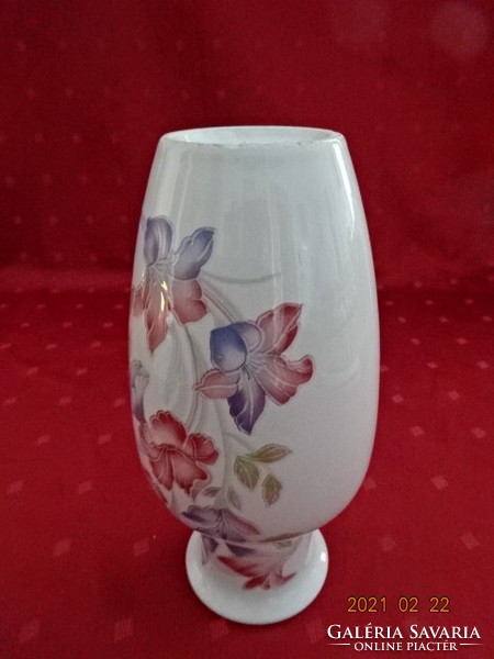 Kőbánya porcelain vase with pink flowers, height 20 cm. He has!