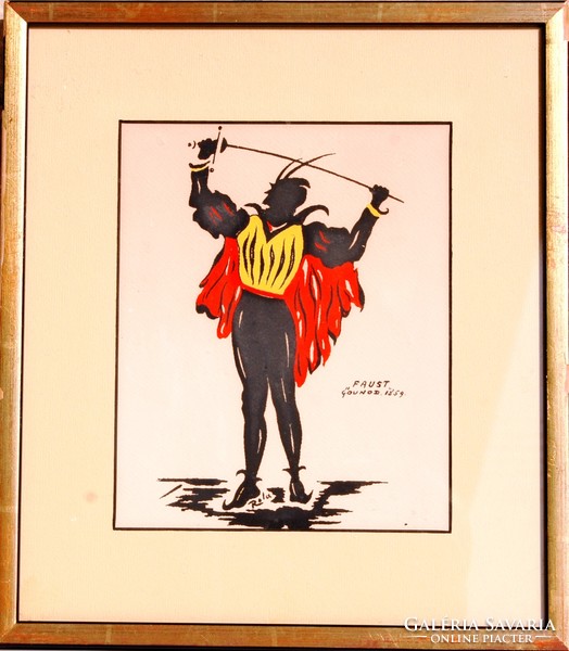 Rola: "Faust" Gounod, 1859 - színes litográfia, keretezve