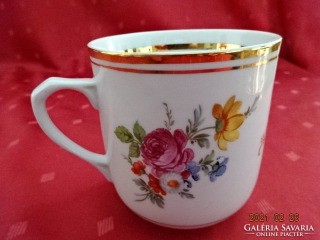 Czechoslovak porcelain mug with gold stripe on the outside and inside. With nut inscription. He has!