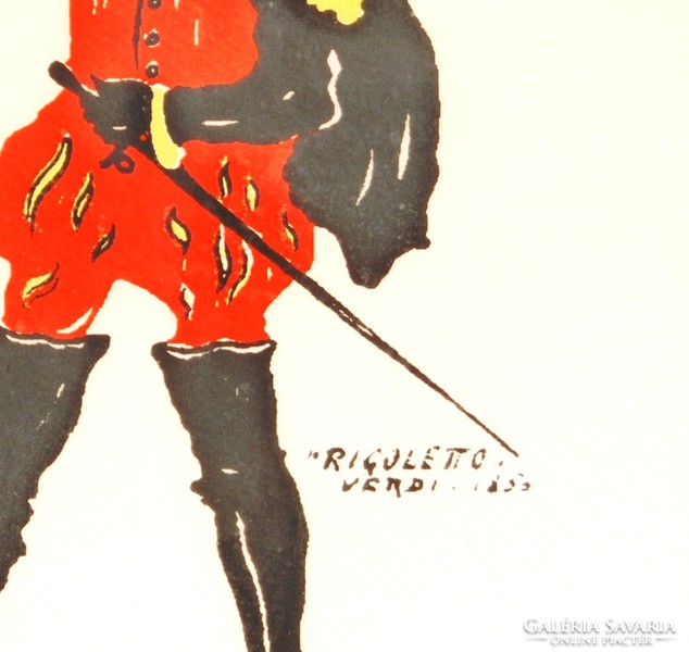 Rola: "Rigoletto" Verdi, 1850 - színes litográfia, keretezve