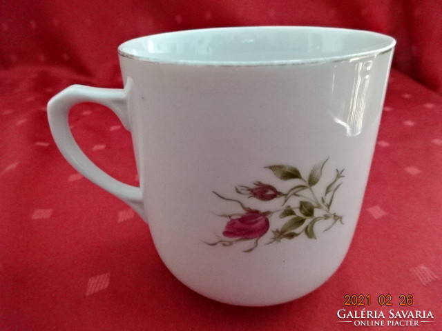 Czechoslovak porcelain mug with rose pattern, height 9.2 cm. He has!
