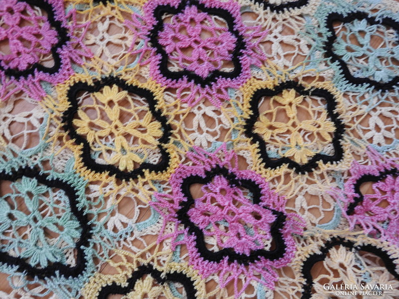 Crocheted old masterpieces in one - hand crocheted multicolored tablecloths
