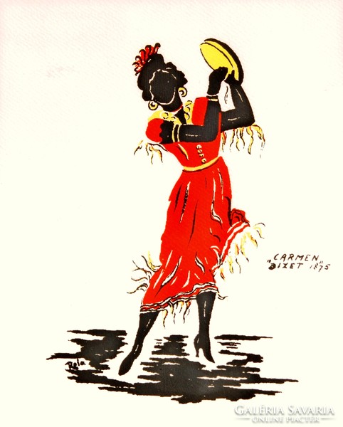 Rola: "Carmen" Bizet, 1875 - színes litográfia, keretezve