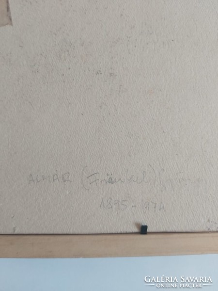 Almár (Fränkel) György - olajfestmény 40x30 cm absztrakt formák, XX. századi modern