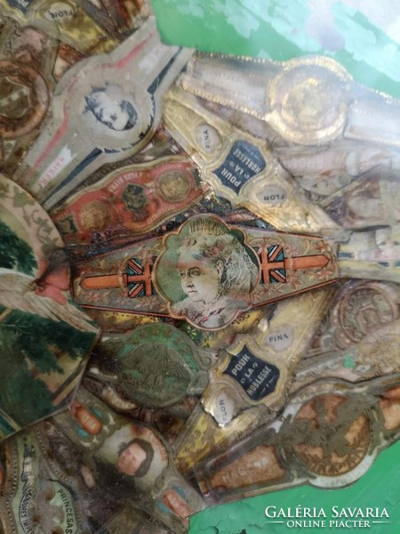 Antique cigar tag, cigar ring montage, English, German, monarchy, special tobacco