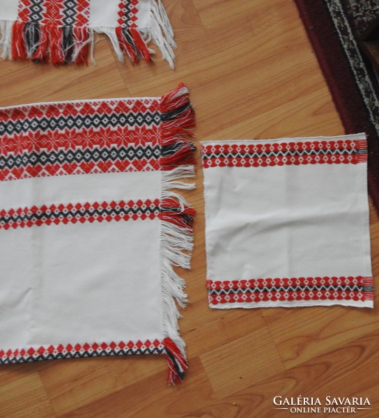 Vintage folk tablecloth set _ textile set of 14 pieces