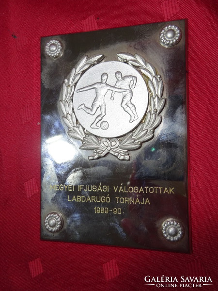 Metal plaque - county youth national team football tournament 1989-90. He has!